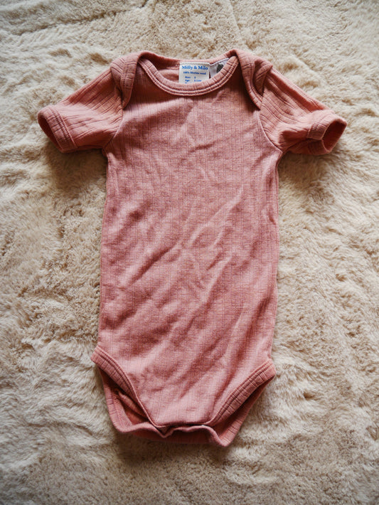 Milly & Milo Merino Pink Onesie / 6-12m - Thrift Club